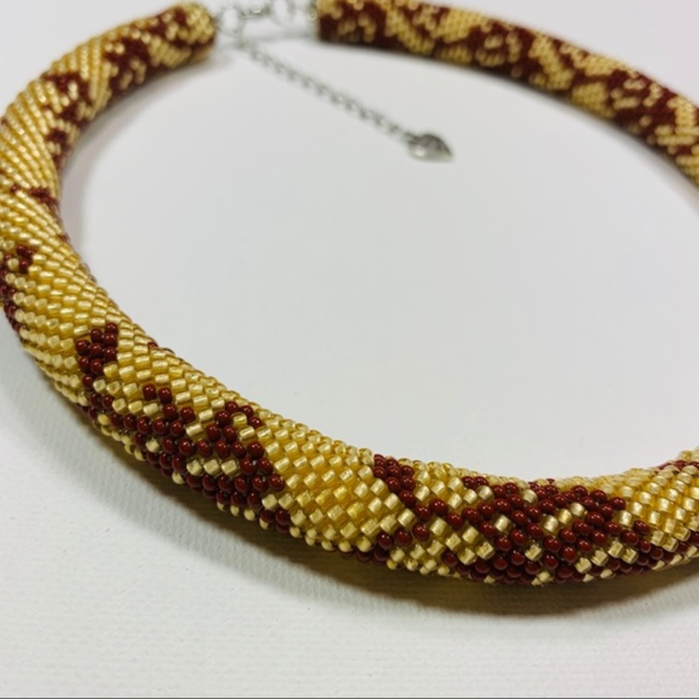 Handmade seed beads crocheted rope necklace - Picture 3 of 4